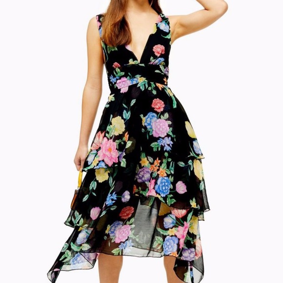 Topshop Freida Floral Pinafore Maxi Dress tiered - Picture 3 of 12